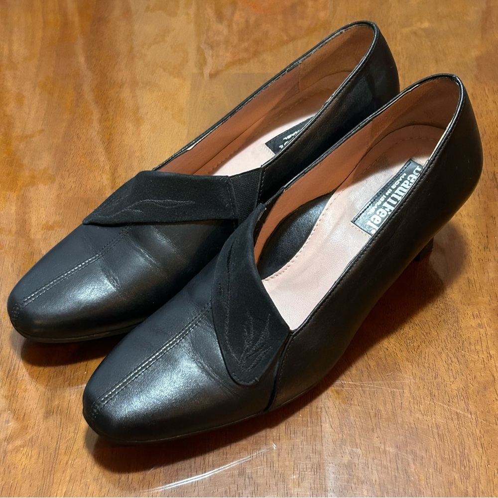 BEAUTIFEEL Rebecca Black Leather Suede Accent Low Heel Pumps Women Sz US 6 EU 36